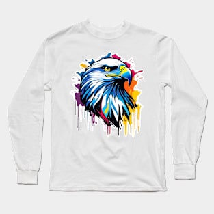 Eagle Head Dripping Rainbow Graffiti Long Sleeve T-Shirt